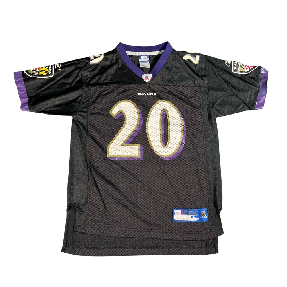 Reebok Baltimore Ravens Jersey Kids Large Black Ed Reed 20 NFL Football Mesh